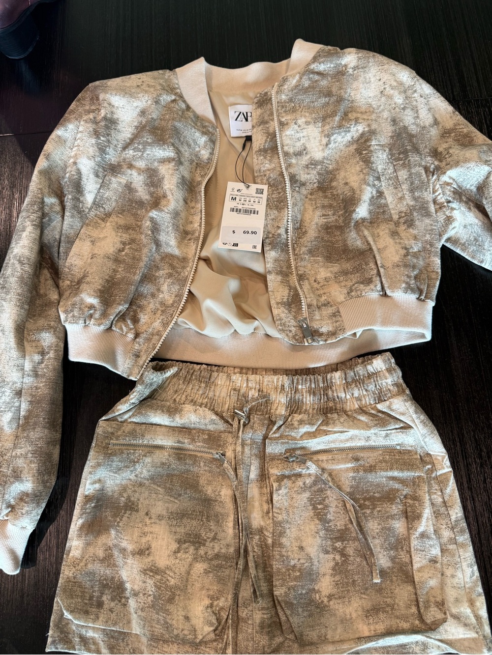 Zara Beige-Cream Bomber Jacket
